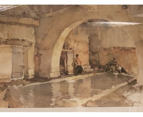 SIR WILLIAM RUSSELL FLINT limited edition (709/850) stamped print - Continental bathing scene, 53 x 69 cms