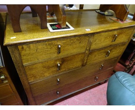 Vintage oak chest of four small over two long drawers