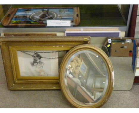 Two vintage wall mirrors, a quantity of picture frames etc