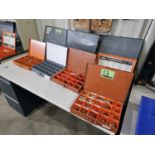 8 PARTS CASES W/SCREWS, TAPER PINS SOCKET SET SCREWS ETC.