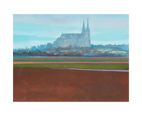  JACK FIRTH R.S.W (SCOTTISH 1917-2010) CHARTRES OVER THE FIELDS Signed lower left, watercolour 33cm x 43.5cm (13in x 17.25in)