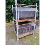 2x 680L water bowser tanks & 2x metal restraint frames - W 1630 x D 960 x H 1170mm