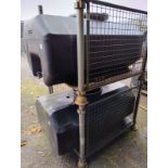 2x 680L water bowser tanks & 2x metal restraint frames - W 1630 x D 960 x H 1170mm