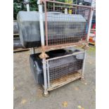 2x 680L water bowser tanks & 2x metal restraint frames - W 1630 x D 960 x H 1170mm