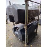 2x 680L water bowser tanks & 2x metal restraint frames - W 1630 x D 960 x H 1170mm