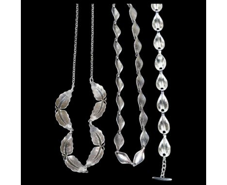 Various Danish modernist silver jewellery, makers include Hermann Siersbol, comprising 2 necklaces 40cm, and 1 bracelet 19cm,