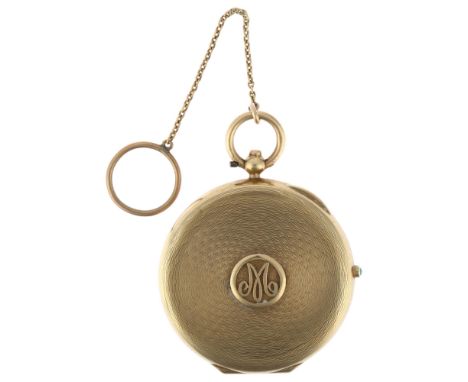 An Art Deco 9ct gold lady's compact, Deakin & Francis, Birmingham 1919, circular form with allover engine turned decoration, 