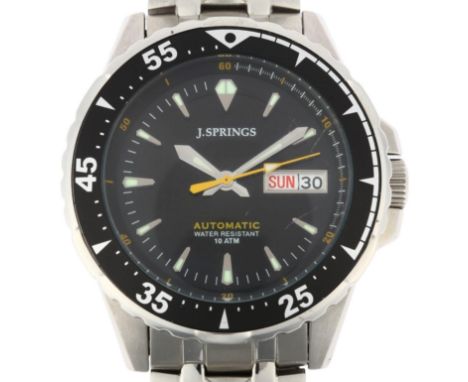 J SPRINGS by SEIKO - a stainless steel Day/Date automatic bracelet watch, ref. BEB007, black dial with luminous arrowhead hou