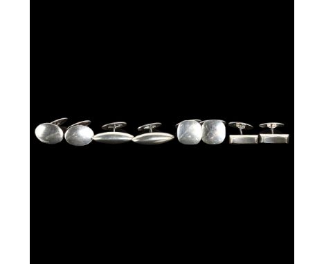 4 pairs of Danish sterling silver cufflinks, makers include Hermann Siersbol and Hugo Grun, 33.3g total (4 pairs)No damage or