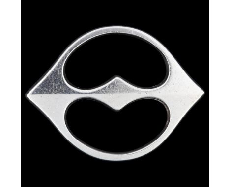 HANS HANSEN - a Danish modernist sterling silver abstract openwork eye brooch, designed by Karl Gustav Hansen, model no. 110,