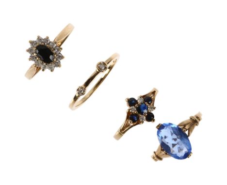 4 x 9ct gold gem set rings, sizes K, M, N, and P, 6.7g gross (4)Lot sold as seen unless specific item(s) requested 