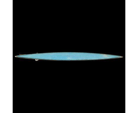 MARIUS HAMMER - a Norwegian silver-gilt blue enamel ellipse brooch, 79mm, 7gEnamel has 1 small surface chip, otherwise no dam