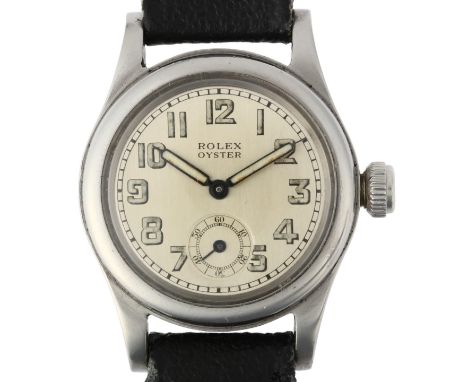ROLEX - a Vintage stainless steel Oyster mechanical wristwatch, ref. 2784, circa 1940s, silvered dial with luminous Arabic nu