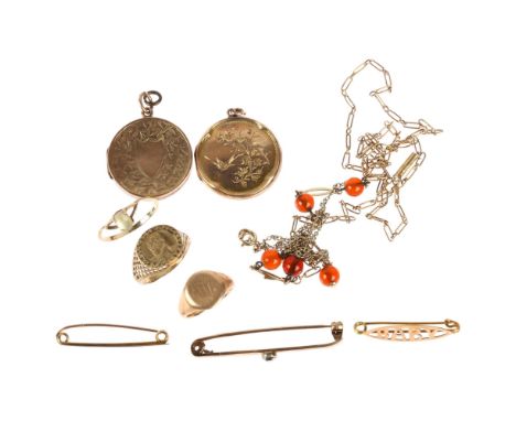 Various gold jewellery, including 15ct diamond bar brooch, 2.2g, and various 9ct, 23.1g grossLot sold as seen unless specific