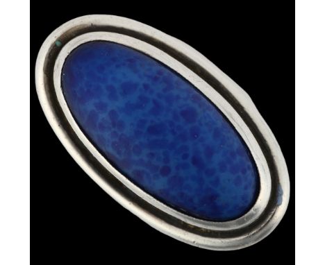 A Danish modernist sterling silver sodalite dress ring, setting height 30mm, size K, 12.8gNo damage or repair, only light sur