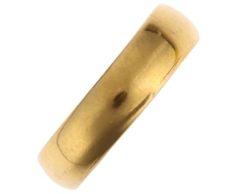 A 19th century 22ct gold wedding band ring, maker SH, Birmingham 1898, band width 5.1mm, size P, 4.1gNo damage or repair, gen