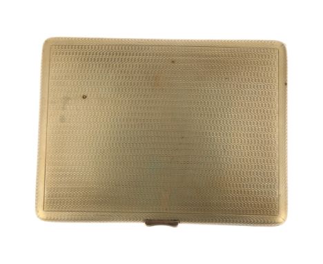 An Art Deco 9ct rose gold cigarette case, Clark & Sewell, and retailed by Weir & Sons of London, Birmingham 1919, allover eng