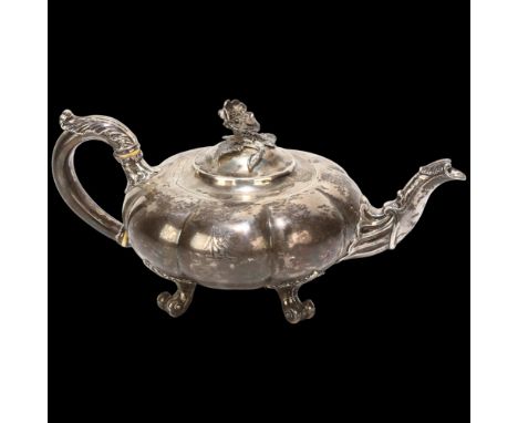 PAUL STORR - a fine quality William IV silver pumpkin teapot, maker PS, retailed by Storr &amp; Mortimer, London 1834, with c