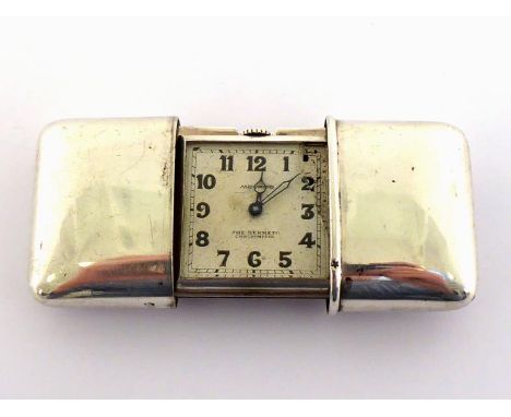 MOVADO, 'The Hermeto', a silver purse watch, the sliding two piece case import marked London 1927, the square silvered dial w