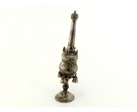 Judaica:- a silver spice tower, maker's mark M.S sans serif variously attributed to Morris Salkind or Morris Sternberg, but n