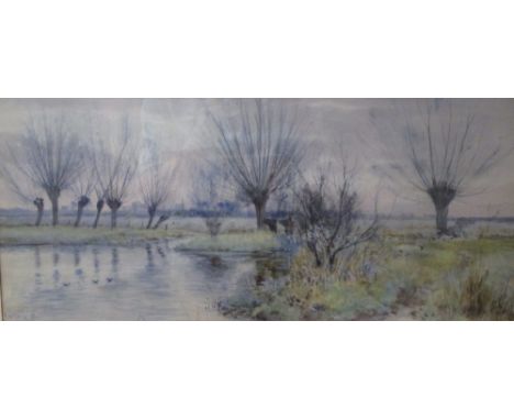 Robert Winchester Fraser (British, 1848-1906) Pollarded willows near Hemingford signed lower left "R W Fraser '91" watercolou