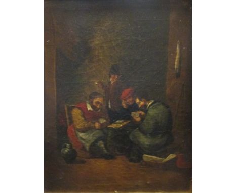 Follower of Adriaen Jansz van Ostade (Dutch, 1610-1685) Tavern scenes with peasants dancing a jig; and Peasants playing cards