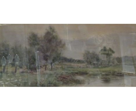 Robert Winchester Fraser (British, 1848-1906) On the Ouse signed lower right "R W Fraser 1901" watercolour 18 x 38cm (7 x 15i
