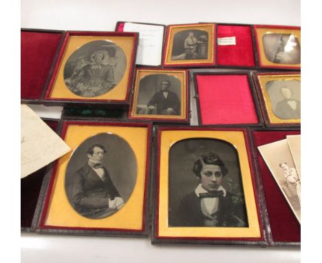 Seven early photographic portrait miniature plates (7) 