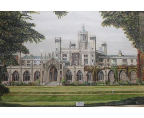 Modern British School (20th Century), New Court, St John's College, Cambridge, signed lower right with initials "AH 1972", wa