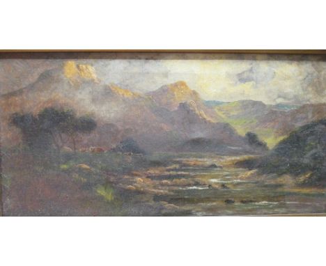 J M Ducker (British, 19th Century), Highland scene with cattle and sheep in a glen, signed lower right "J Ducker", oil on can