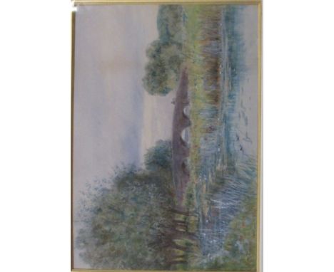 Robert Winchester Fraser (British, 1848-1906) Packhorse bridge, Stretham, near Ely, 1895 signed lower left "R W Fraser '95 / 