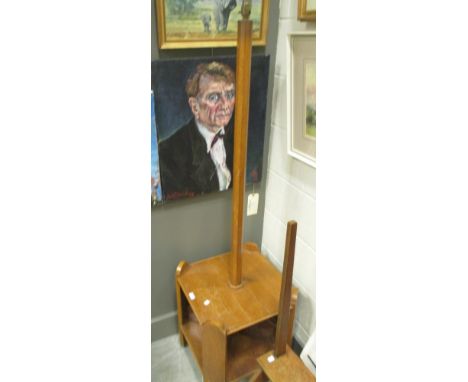 An oak standard lamp 