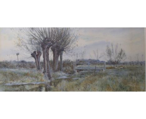 Robert Winchester Fraser (British, 1848-1906) Mill Mead, Chertsey, 1890 signed lower right "R W Fraser '90, Mill Mead, Cherts