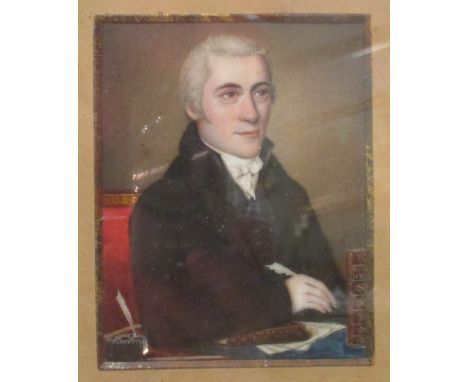 Two portrait miniatures and another small town scene by Edward Dolby 