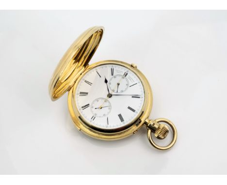 Charles Frodsham, London: An unusually large 18ct yellow gold full hunter minute repeating keyless chronograph watch, the pol