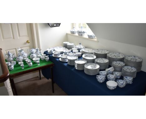 An extensive Royal Copenhagen Blue Fluted Lace dinner service, including an 1109 tureen and 595 cover; three 622 covered vege