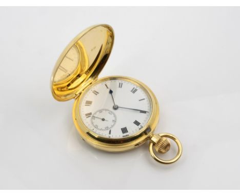 An Edwardian 18ct gold full hunter pocket watch, the polished case marked Rotherham &amp; Sons, London 1909, with engraved mo