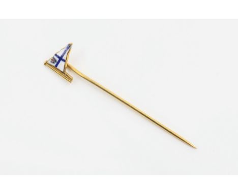 Lloyds Yacht Club interest - a 9ct gold and enamel yacht club stick pin, W. Barrett & Sons Ltd., Birmingham 1971.