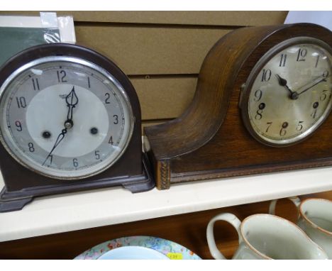 Smiths Enfield mantel clock and another polished mantel clock