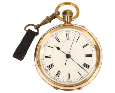 An early 20th century gold plated open-face keyless Doctor's type pocket watch, white enamel dial with Roman numeral hour mar