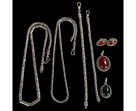 Various Continental silver jewellery, including pendant necklaces, bracelets etc, 142.2g grossLot sold as seen unless specifi