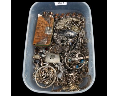 A large quantity of various silver jewellery, including necklaces, bracelets, charms, brooches etcLot sold as seen unless spe