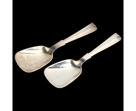 HANS HANSEN - a pair of Danish modernist sterling silver tea caddy spoons, length 12cmNo damage or repair, only light surface