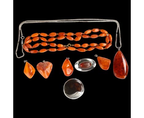 Various amber jewellery, including Niels Erik From sterling oval brooch etc, 106.6g totalLot sold as seen unless specific ite