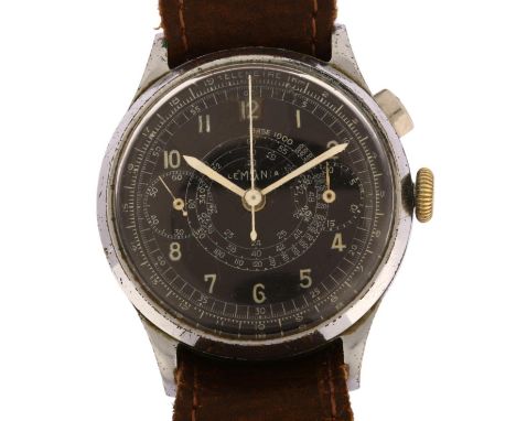 LEMANIA - a Second World War Period stainless steel mechanical single button chronometer wristwatch, ref. 38831, circa 1945, 