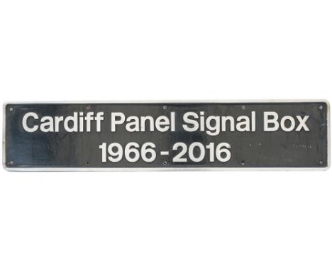 Nameplate CARDIFF PANEL SIGNAL BOX  1966 - 2016 ex High Speed Train class 43 43141. Built at Crewe in 1979 nameplates fitted 