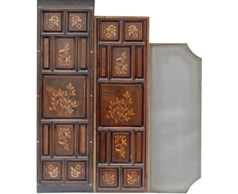 Pullman carriage items all from carriages built in the 1880's at Midland Derby Works consisting of: 2 marquetry panels both 2