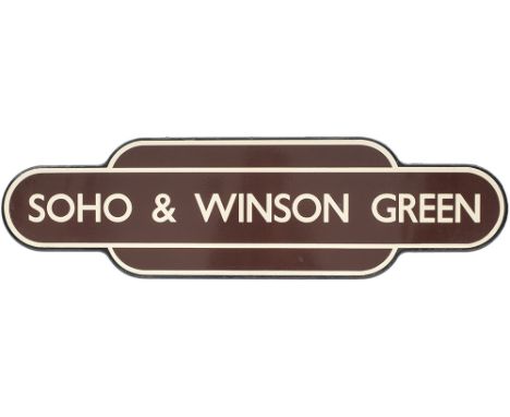 Totem BR(W) FF SOHO & WINSON GREEN together with a FF enamel 3 CAR STOP. From the former Great Western Railway station betwee