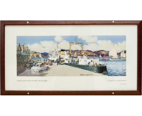 Carriage Print GOUROCK & DUNOON CAR FERRY, FIRTH OF CLYDE by Alasdair Macfarlane. from the Scottish Region series of 1956. In