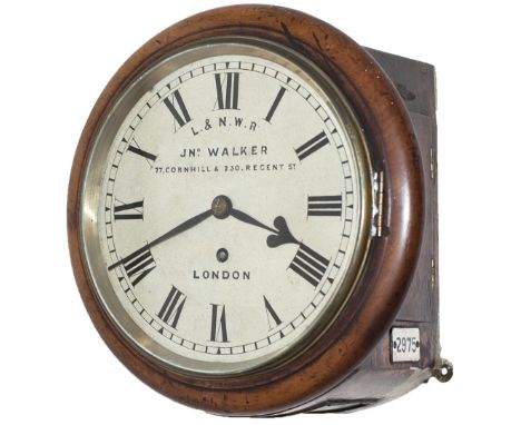 London &amp; North Western Railway 8in mahogany cased railway clock with a wire driven English fusee movement. Th original di